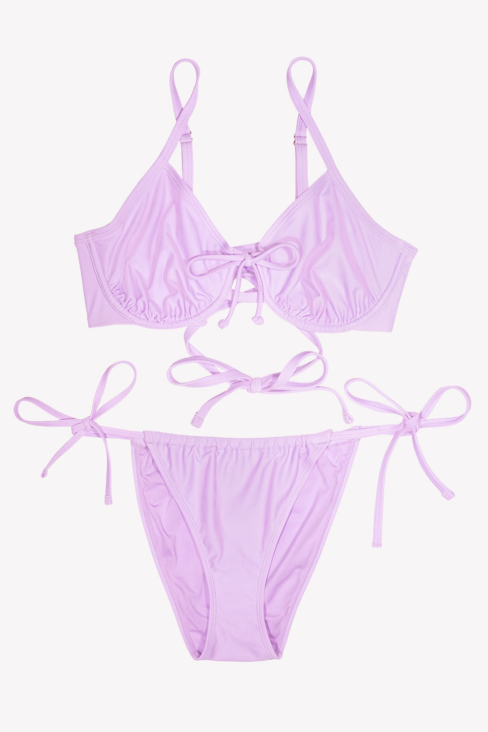 Underwire Bikini Top And String Bikini Set