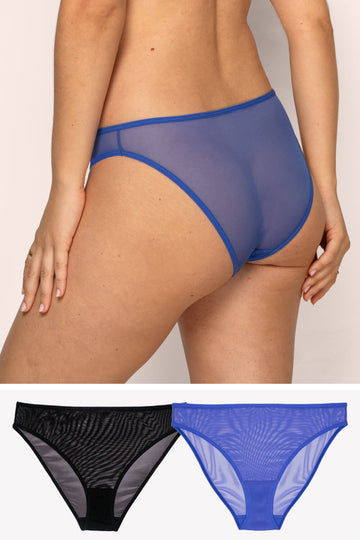 Mesh High Leg Panty 2 Pack | Dazzling Blue/ Black Hue PANTY SAS Dazzling Blue/ Black Hue S 