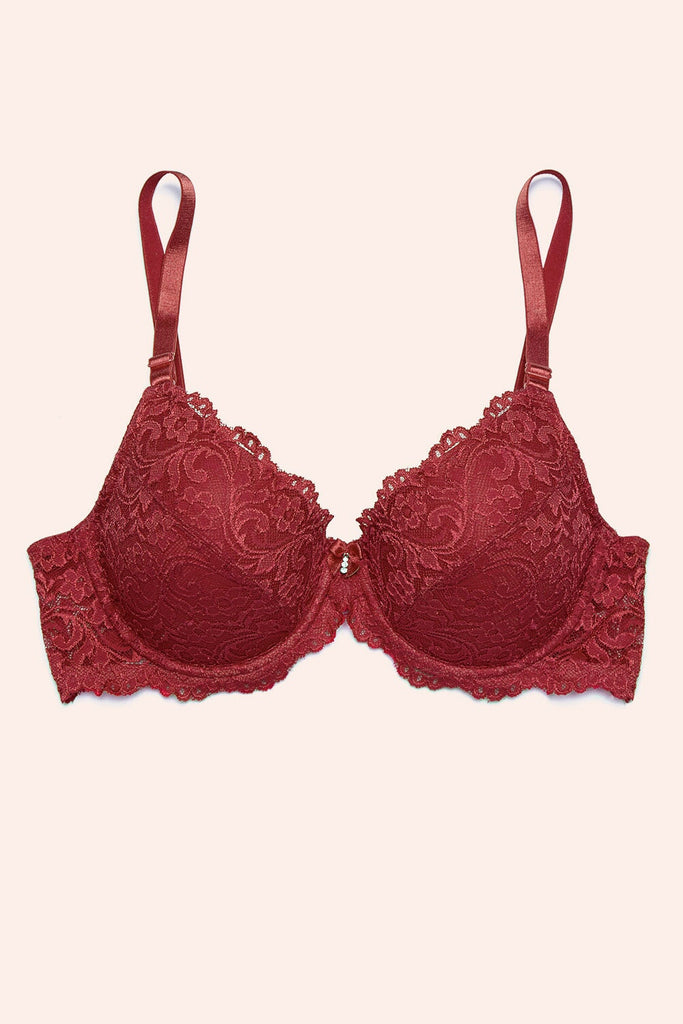 Signature Lace Push-Up Bra | Cherry Wine Bra SAS 