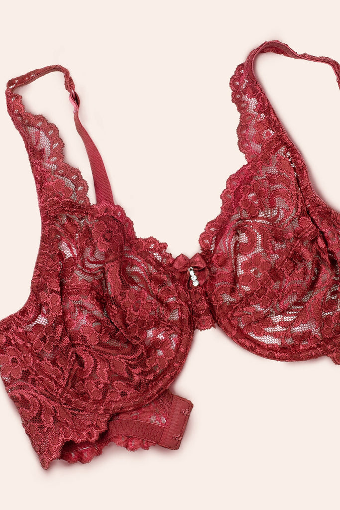 Signature Lace Unlined Underwire Bra | Cherry Wine Bra SAS 