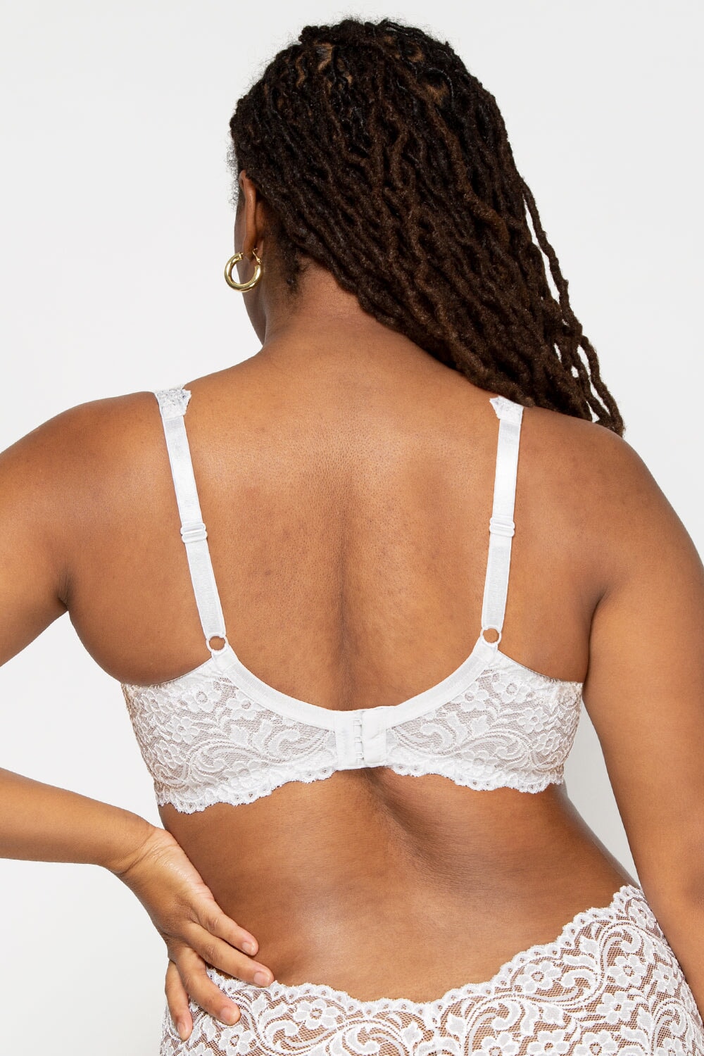 Plus Size Signature Lace Unlined Underwire Bra with Added Support | White  Lace