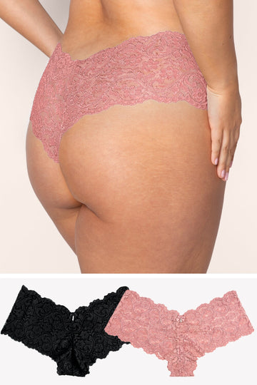 Signature Lace Cheeky Panty 2 Pack | Foxglove/Black Hue Underwear SAS 