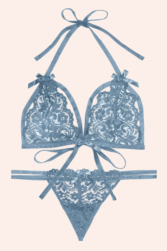 Signature Lace Matching Bra & Panty Set | Coronet Blue SAS 