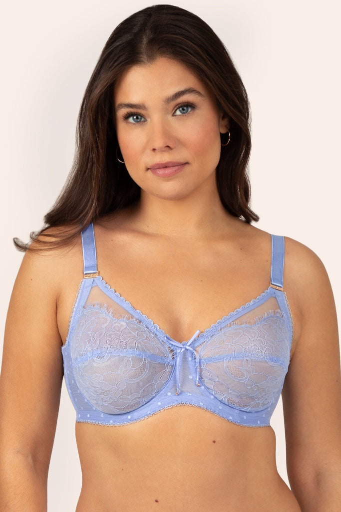 Plus Size Retro Lace & Mesh Unlined Underwire Bra | Hydrangea BRA SAS 