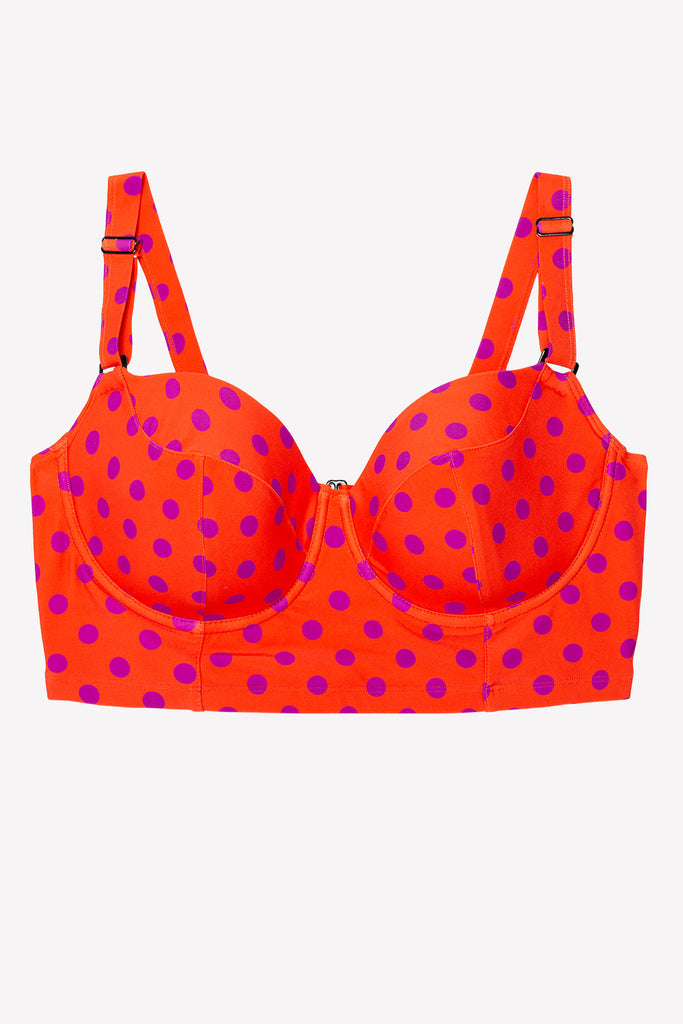 Long Lined Underwire Bikini Top | Bright Polka Dot Print BIKINT SAS 