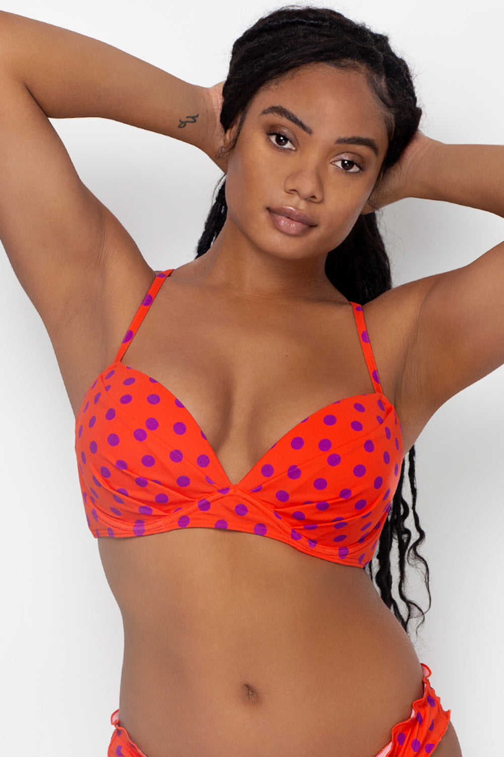 Swim Secret Convertible Push-Up Bikini Top | Bright Polka Dot Print