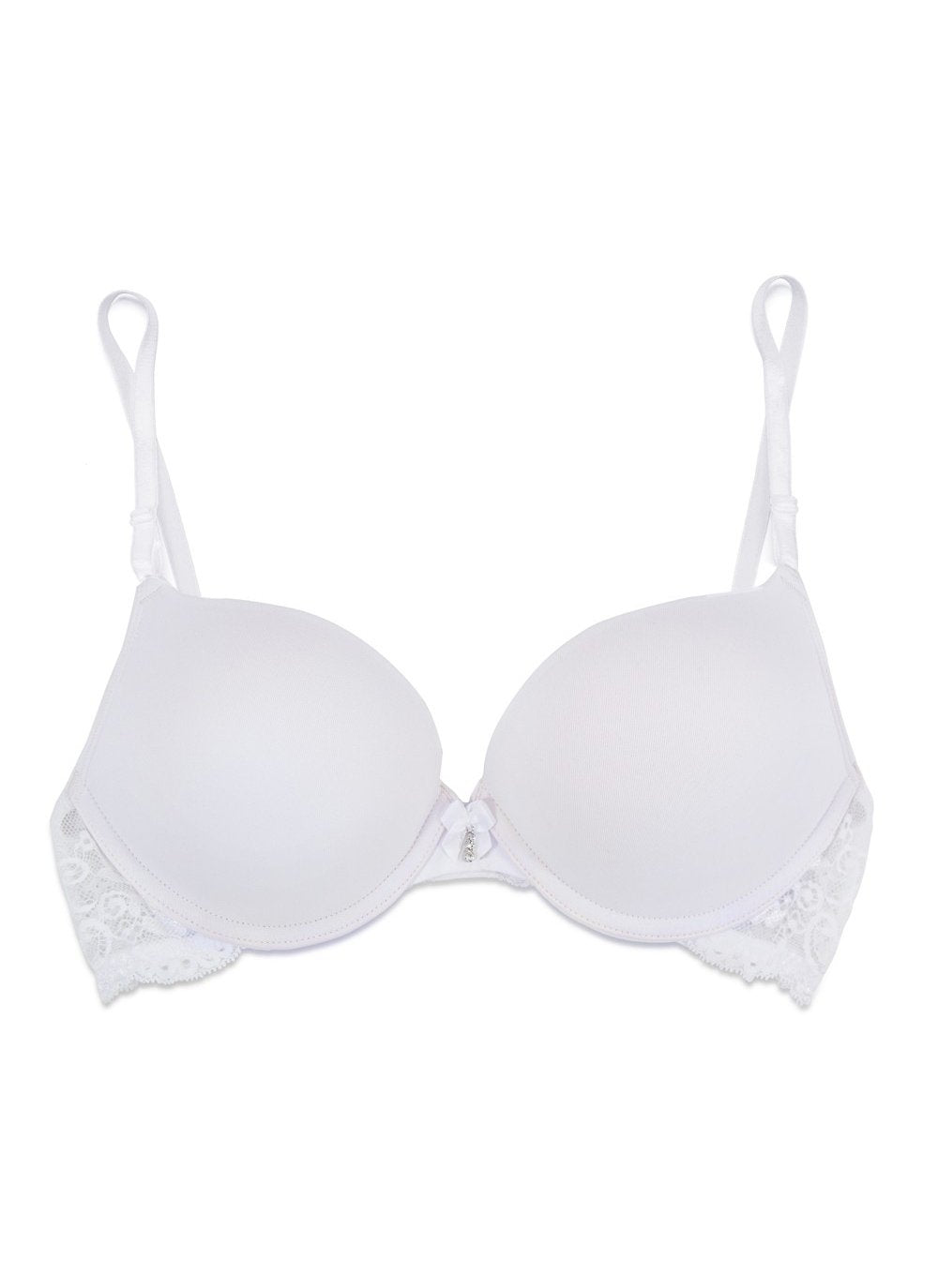 Add 2 Cup Sizes Push-Up Bra  White W Lace Wings – Smart & Sexy